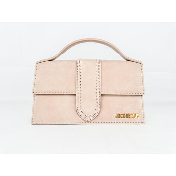 JACQUEMUS Handbags - Jacquemus Le Grand Bambino Nubuck Leather Top Handle Bag Beige